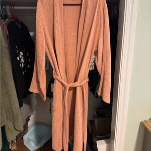 Peach Waffle Knit Robe